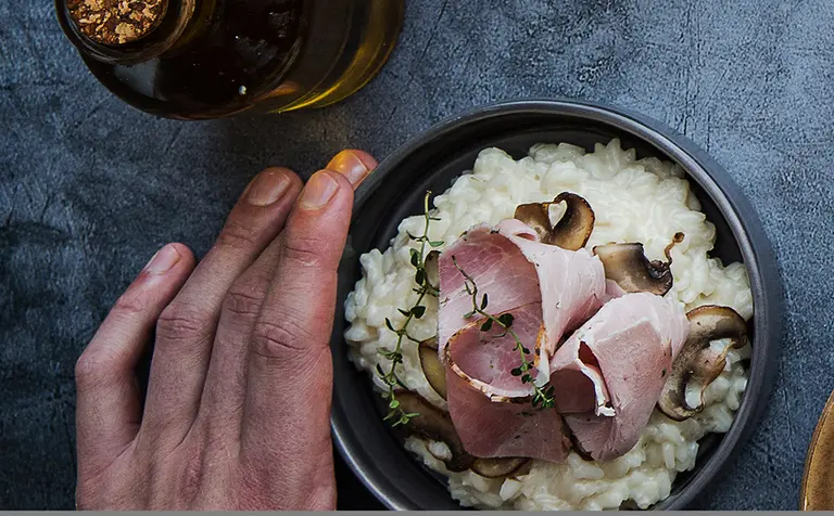 Risotto au jambon truffé