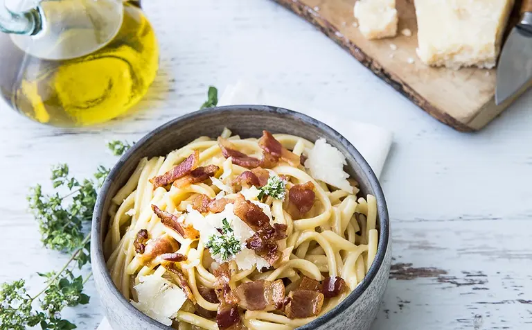 Spaghetti à la Carboanara et Guanciale