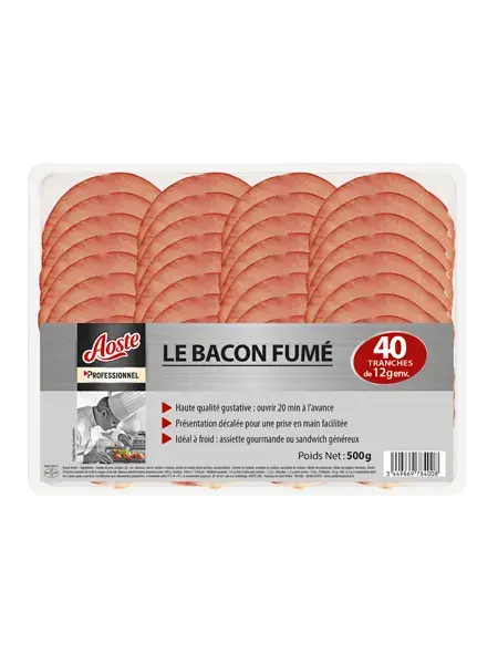 Le bacon fumé prétranché 40 tranches Le bacon fumé prétranché 40 tranches, Aoste Professionnel