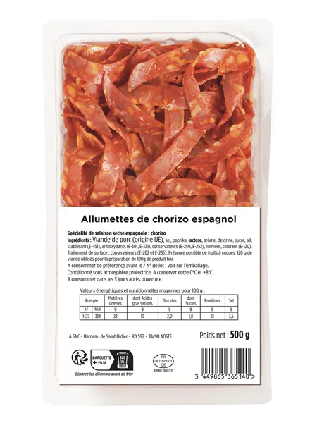 allumettes de chorizo neutre